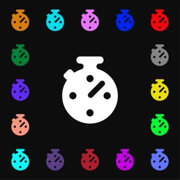Timer, stopwatch icon sign. Lots of colorful symbols for your design. Illustrazione stock