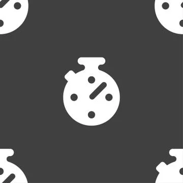 Timer, stopwatch icon sign. Seamless pattern on a gray background. Vector Stockillustratie