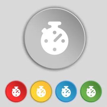 Timer, stopwatch icon sign. Symbol on five flat buttons. Vector Stock Illustration