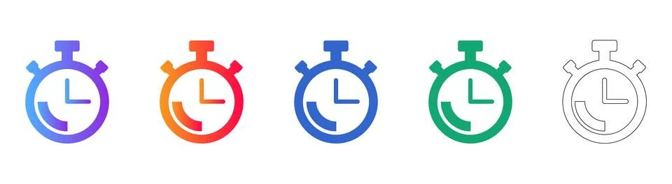 Timer Stopwatch with Interval Icons Stock Illustration