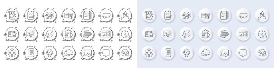 Timer, Teamwork and Report line icons. For web app, printing. Line icons. Vector Stock Illustration