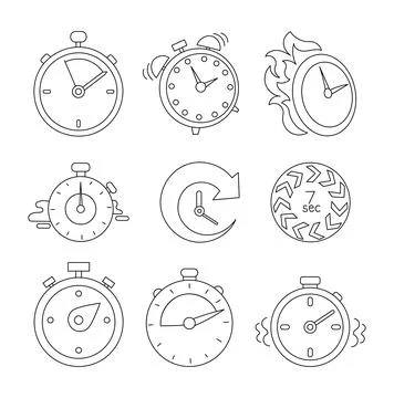 Timer time countdown. Coloring Page. イラスト素材