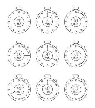 Timer time countdown. Coloring Page. Stock Illustration
