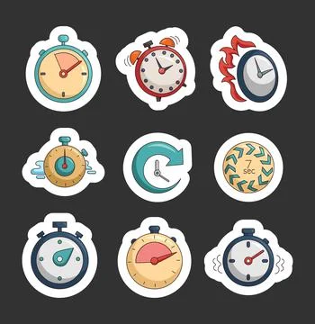 Timer time countdown. Sticker Bookmark. Stock Illustration