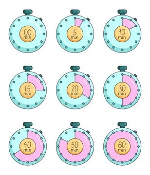 Timer time countdown. Stopwatch watch device. Illustrazione stock