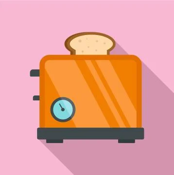Timer toaster icon, flat style Stock Illustration