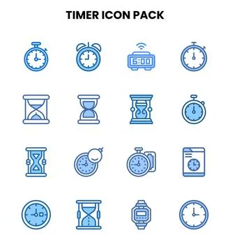Timer Two Colour Collection Icons Pack Stock Illustration