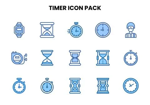 Timer Two Colour Collection Icons Pack Stock Illustration
