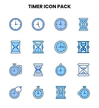 Timer Two Colour Design Icons Pack Stock Illustration