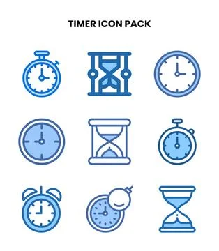Timer Two Colour Design Icons Pack 스톡 일러스트