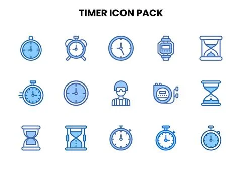 Timer Two Colour UI Icons Pack Stock Illustration