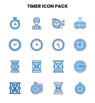 Timer Two Colour UI Icons Pack Stock Illustration