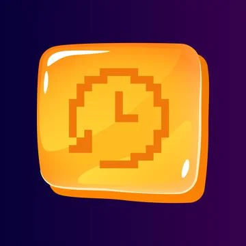 Timer update glossy ui button with pixelated icon Stock Illustration