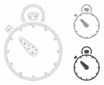 Timer Vector Mesh Network Model and Triangle Mosaic Icon Stock Illustration
