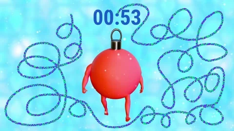 Timer with Walking Winter Christmas Toy 60 to 0 with Fuse Countdown 60 Seconds Stock Footage 343914840