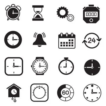 Timer, watch and Clock icons Illustrazione stock