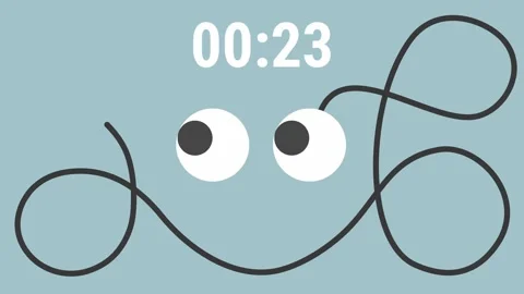 Timer with Watching Cartoon Eyes 30 to 0 and Fuse Countdown 30 Seconds Stock Footage 343368936