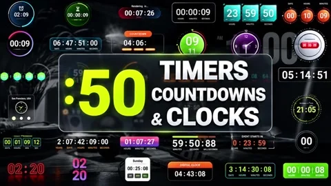 Timers And Clocks Pack - Countdown Timers, Digital Clocks and Stopwatches Stockmateriaal After Effects