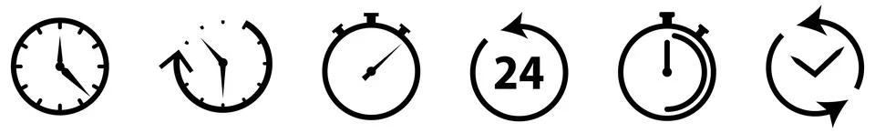 Timers icon set. Vector countdown circle clock Stock Illustration
