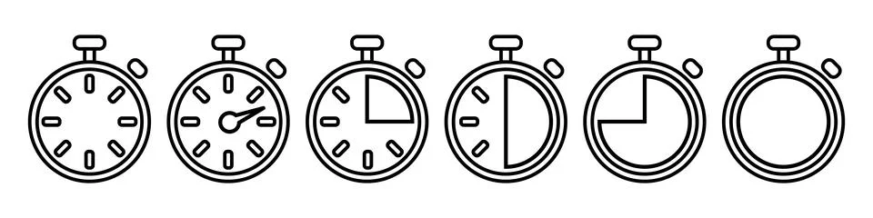 Timers line icon set. Countdown timer symbol. Timer. Stopwatch. Vector  イラスト素材