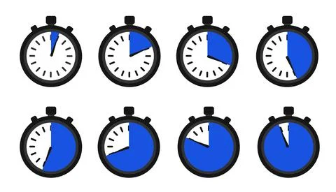 Timers set on white backdrop. Web timer icon. Modern vector design elements set Illustrazione stock