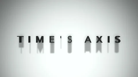 Time's axis animated title matte black text with a white backdrop Video stock 301837773