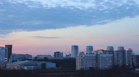 Times ,the clouds float above,building, sunset Stock Footage 47872359