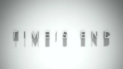 Times End 3D title animation with shadows on a white background Video stock 296735045