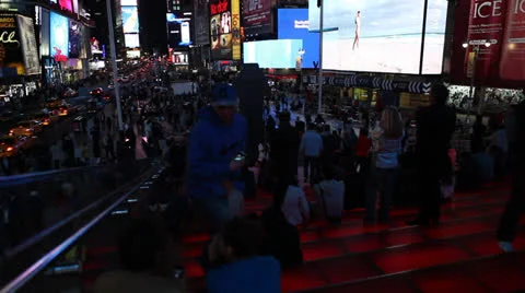 Times Square Bleacher 2 Stock Footage 24636328