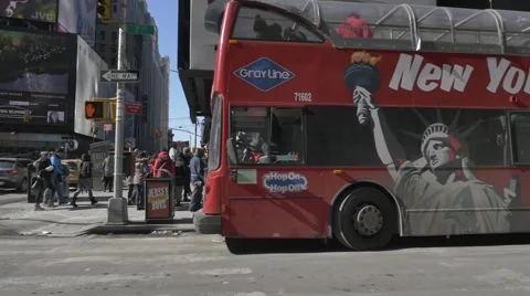 Times Square Bus Slow motion 96fps Stock Footage