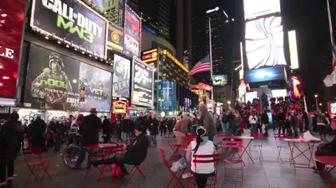 Times Square Cafe Area Stock Footage 10094877