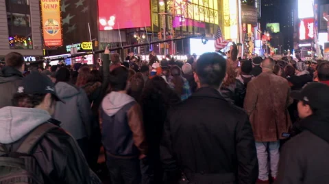 Times Square Crowd Celebrates after 2012 Election Night Obama Stock Footage 59267719