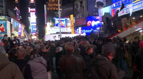 Times Square Crowd Celebrates after 2012 Election Night Obama Stock Footage 59283733