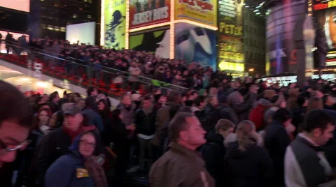 Times Square Crowd Celebrates after 2012 Election Pan Stock Footage 59294408