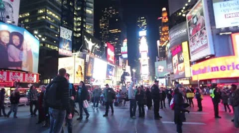 Times Square Crowd at Night Stock Footage 10515943