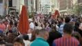 Times Square crowd people chaotic tourists busy hectic NYC New York City day 4k or 4k+ Resolution