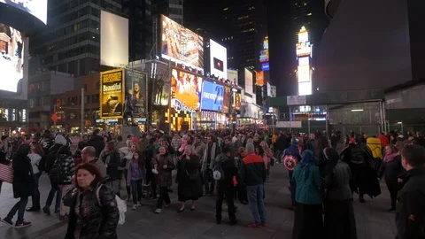 Times Square crowded by night Stock-Footage 87054002