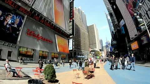 Times Square Day Fisheye Stock Footage