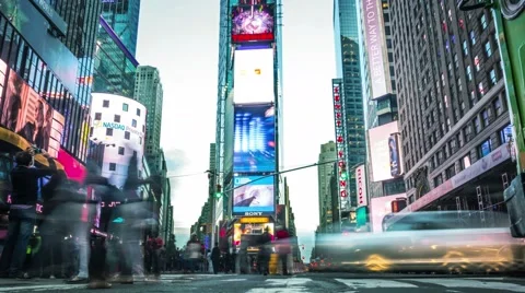 Times Square from day to night. Time lapse.  Stock Footage 43297339
