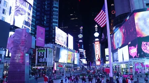 Times Square during phase 4 of reopening of New York City 库存影片 140271616