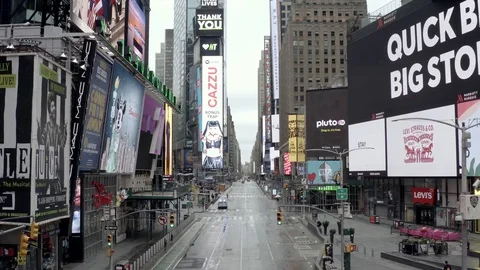 Times Square empty coronavirus COVID-19 pandemic lockdown NYC New York City Vidéo 129277310