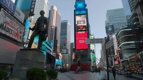 Times Square Empty During Coronavirus Pandemic Stock Footage 127423065
