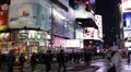 Times Square Illuminated Night People Walking Passing Crosswalk Crowds Traffic HD Footage