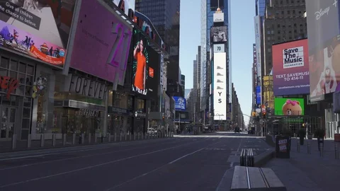 Times Square Lockdown Static Shot - 4K Stock Footage