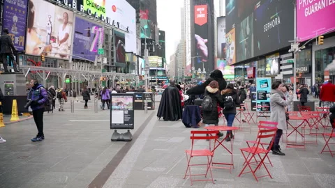 Times Square Mascots Try To Attract Customers. Stock Footage 233821935