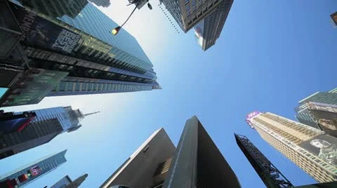 Times Square New York City buildings NY low super wide pan 1080 24P Stock Footage