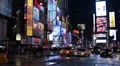Times Square New York City Illuminated Late Night Rush Hour Pedestrians Crossing HD Footage