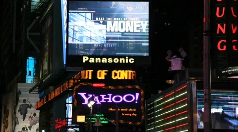Times Square News Screen in New York Stock Footage