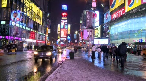 Times square night Stock Footage