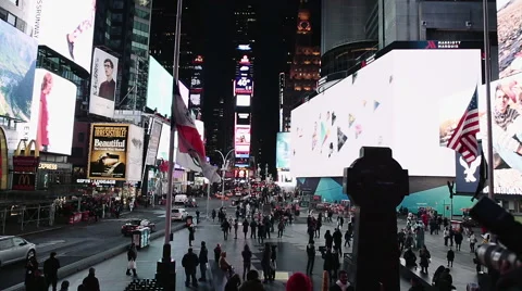 Times Square at night Stock Footage 49362872